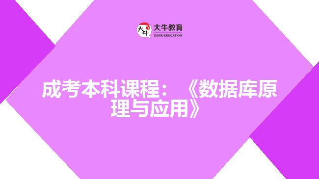 成考本科課程數(shù)據(jù)庫原理與應用