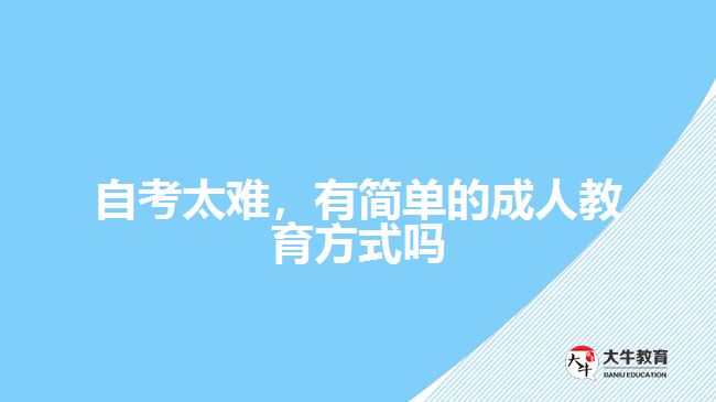 自考太難,有簡單的成人教育方式嗎