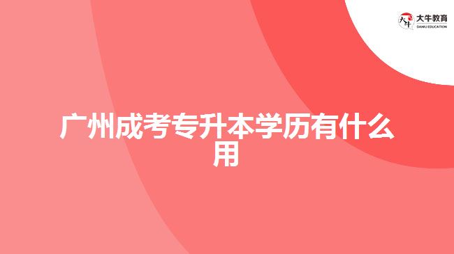 廣州成考專升本學歷有什么用