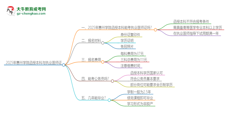 2025年惠州學(xué)院函授本科學(xué)歷能考執(zhí)業(yè)醫(yī)師證嗎?思維導(dǎo)圖