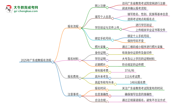 2025年廣東成教怎么報(bào)名？報(bào)名流程是？思維導(dǎo)圖