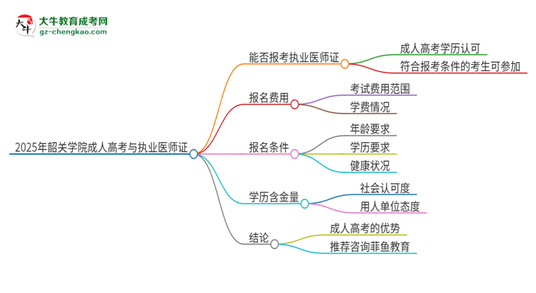 2025年韶關(guān)學(xué)院的成人高考學(xué)歷能報考執(zhí)業(yè)醫(yī)師證嗎？思維導(dǎo)圖