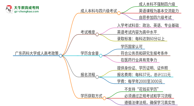 廣東藥科大學(xué)2025年成人本科學(xué)生能參加四六級(jí)考試嗎？思維導(dǎo)圖