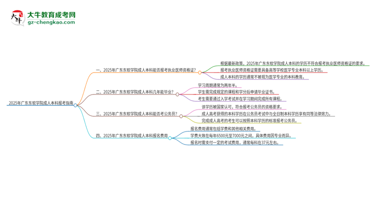 2025年廣東東軟學(xué)院成人本科可否報考執(zhí)業(yè)醫(yī)師資格證？思維導(dǎo)圖