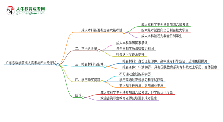 廣東東軟學(xué)院2025年成人本科學(xué)生能參加四六級考試嗎？思維導(dǎo)圖