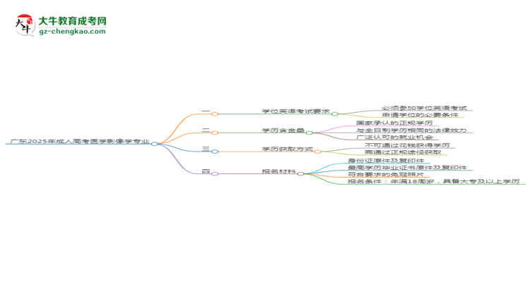 廣東2025年成人高考醫(yī)學(xué)影像學(xué)專業(yè)生可不可以考四六級(jí)？思維導(dǎo)圖