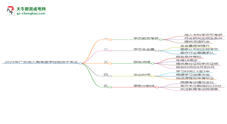 2025年廣東成人高考醫(yī)學(xué)檢驗(yàn)技術(shù)專業(yè)學(xué)歷符合教資報(bào)考條件嗎?思維導(dǎo)圖