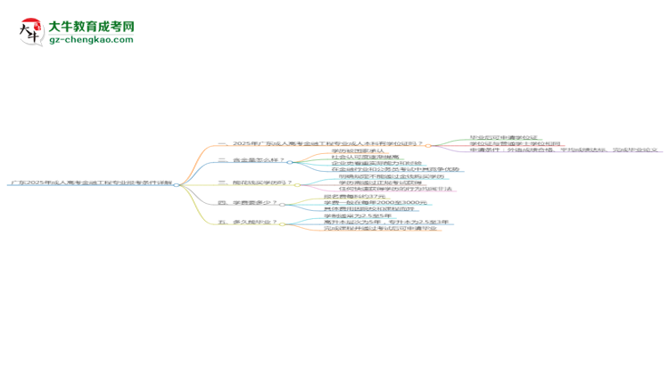 廣東2025年成人高考金融工程專業(yè)報考條件詳解思維導(dǎo)圖