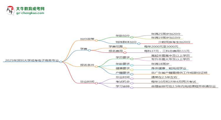 2025年深圳大學(xué)成考電子商務(wù)專業(yè)最新加分政策及條件思維導(dǎo)圖