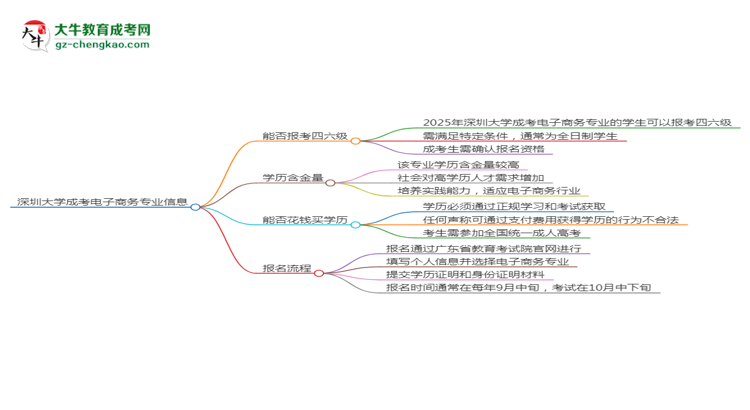 深圳大學(xué)2025年成考電子商務(wù)專業(yè)生可不可以考四六級(jí)？思維導(dǎo)圖