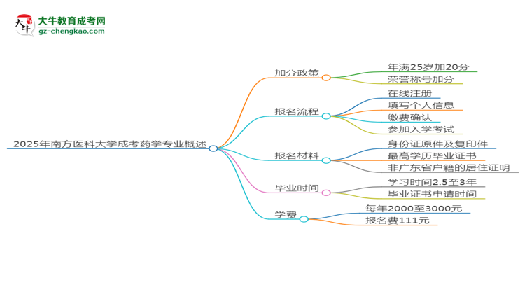 2025年南方醫(yī)科大學成考藥學專業(yè)最新加分政策及條件思維導圖