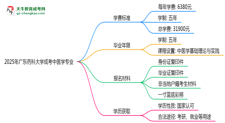 2025年廣東藥科大學(xué)成考中醫(yī)學(xué)專業(yè)最新學(xué)費標(biāo)準(zhǔn)多少思維導(dǎo)圖