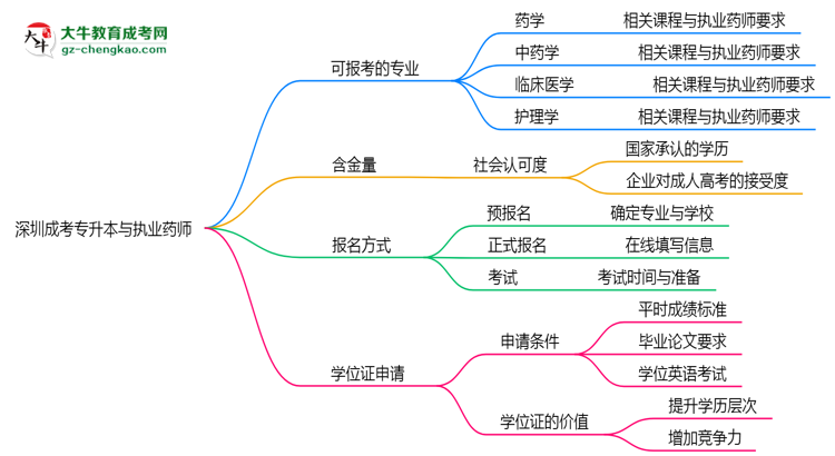深圳成考專(zhuān)升本哪些專(zhuān)業(yè)可考執(zhí)業(yè)藥師?2025年報(bào)考條件思維導(dǎo)圖