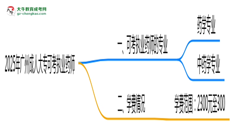 2025年廣州成人大專(zhuān)可考執(zhí)業(yè)藥師的專(zhuān)業(yè)目錄思維導(dǎo)圖
