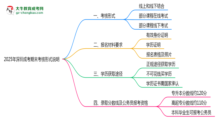 2025年深圳成考期末考核形式說明思維導(dǎo)圖