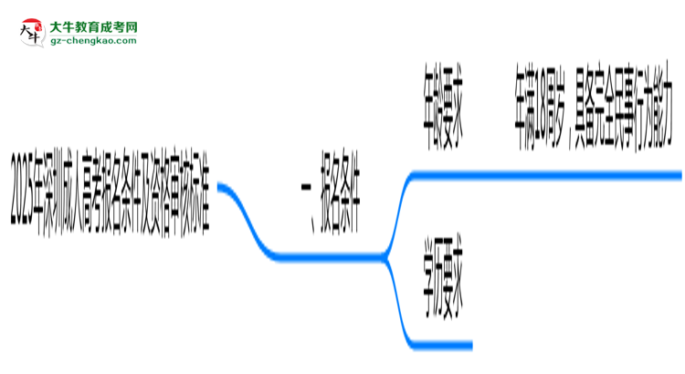 2025年深圳成人高考報(bào)名條件及資格審核標(biāo)準(zhǔn)思維導(dǎo)圖