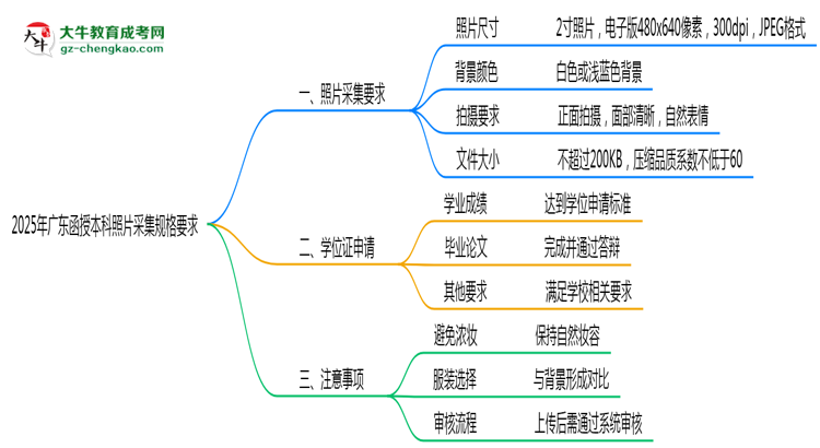 2025年廣東函授本科照片采集規(guī)格要求思維導(dǎo)圖