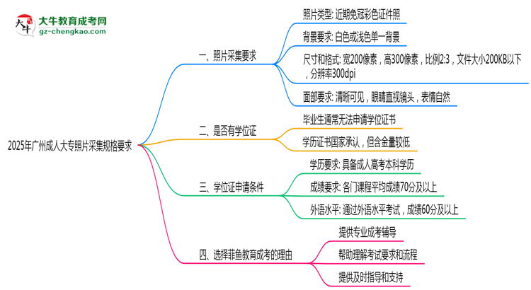 2025年廣州成人大專照片采集規(guī)格要求思維導(dǎo)圖