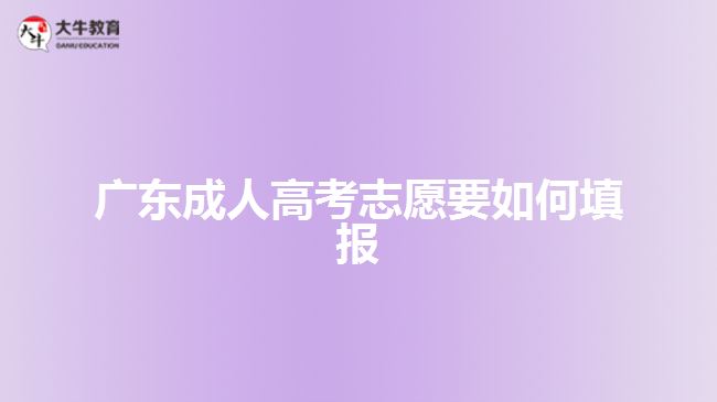 廣東成人高考志愿要如何填報
