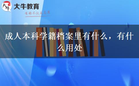 成人本科學(xué)籍檔案里有什么，有什么用處
