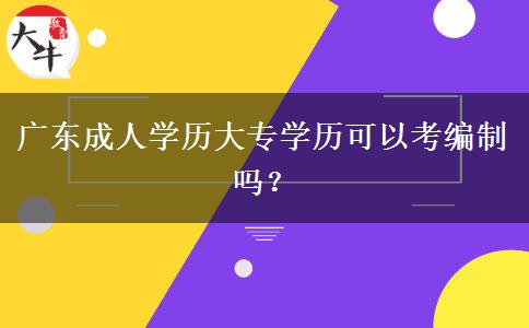 廣東成人學(xué)歷大專學(xué)歷可以考編制嗎？