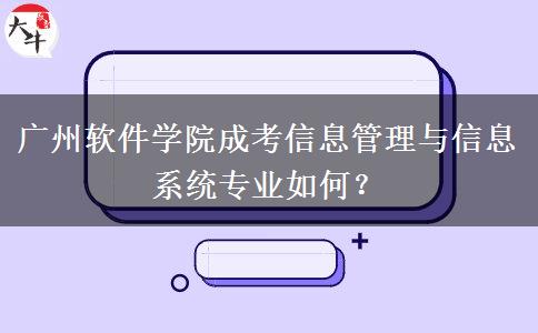 廣州軟件學(xué)院成考信息管理與信息系統(tǒng)專業(yè)如何？