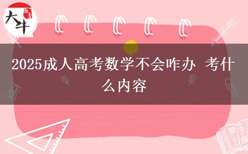 2025成人高考數(shù)學(xué)不會咋辦 考什么內(nèi)容