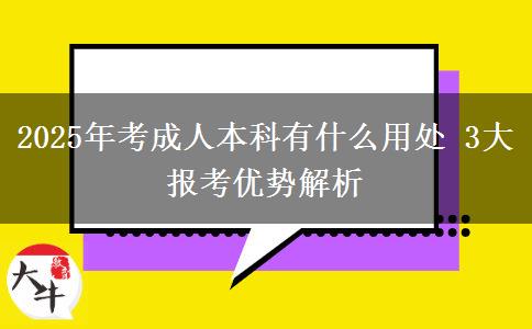 2025年考成人本科有什么用處 3大報考優(yōu)勢解析