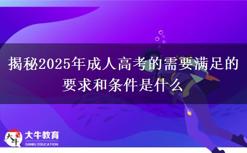揭秘2025年成人高考的需要滿足的要求和條件是什么