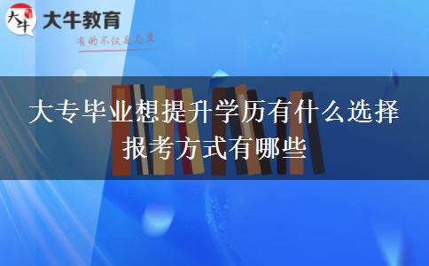 大專畢業(yè)想提升學(xué)歷有什么選擇 報(bào)考方式有哪些
