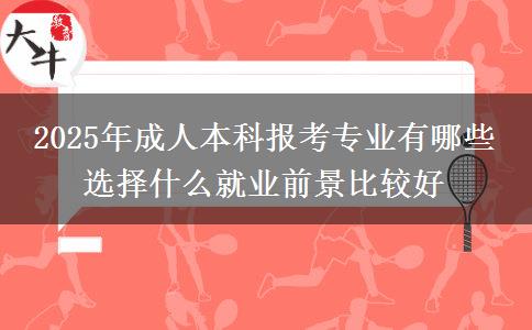 2025年成人本科報考專業(yè)有哪些 選擇什么就業(yè)前景比較好