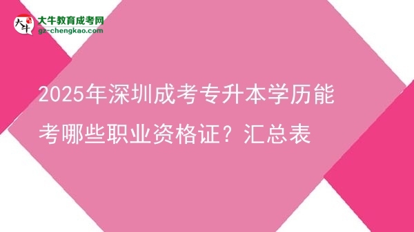 2025年深圳成考專升本學(xué)歷能考哪些職業(yè)資格證？匯總表圖片